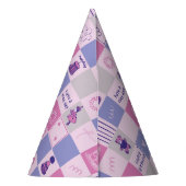 Cute Birthday Squares – Pink modern Pattern Feesthoedjes (Achterkant)