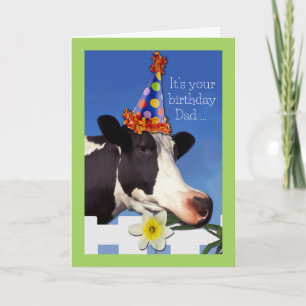 Cute Birthday voor pap met Funny Koe Card Kaart