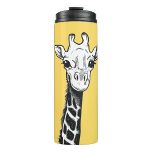 Cute Black and White Giraffe Tekening Yellow Thermosbeker