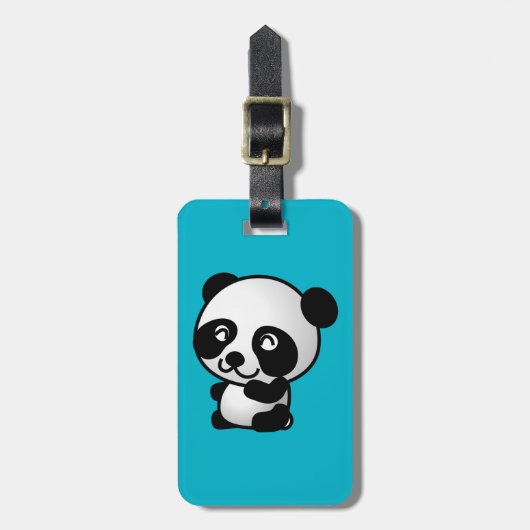 Cute black and white happy panda beer bagagelabel (Voorkant verticaal)