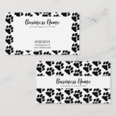 Cute Black and White Paw Print Pattern Dog Walking Visitekaartje (Voorkant / Achterkant)