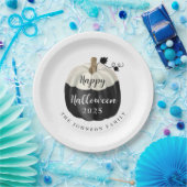 Cute Black and White Pumpkin Happy Halloween 2022 Papieren Bordje (Feest)