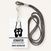 Cute Black Ballet Slippers En Pointe Badge (Achterkant met draagriem)