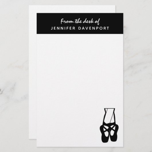Cute Black Ballet Slippers En Pointe Briefpapier (Voorkant / Achterkant)