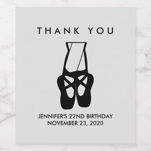 Cute Black Ballet Slippers En Pointe Hartelijk dan Wijn Etiket (Enkel label)