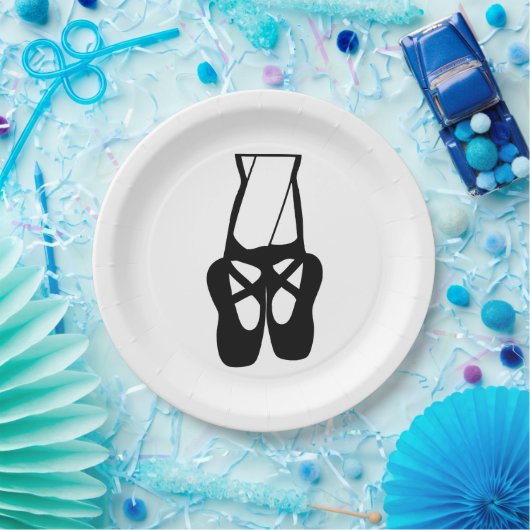 Cute Black Ballet Slippers En Pointe Papieren Bordje (Feest)