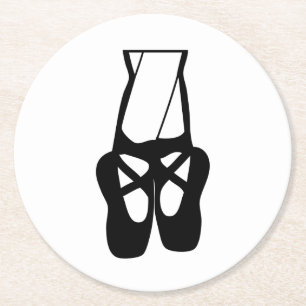 Cute Black Ballet Slippers En Pointe Ronde Kartonnen Onderzetter