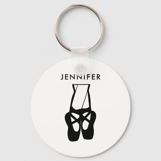 Cute Black Ballet Slippers En Pointe Sleutelhanger (Voorkant)