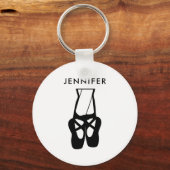 Cute Black Ballet Slippers En Pointe Sleutelhanger (Voorkant)
