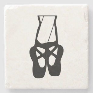 Cute Black Ballet Slippers En Pointe Stenen Onderzetter