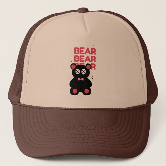 Cute black Bear Minimalist – Fun Modern Design Trucker Pet (Voorkant)