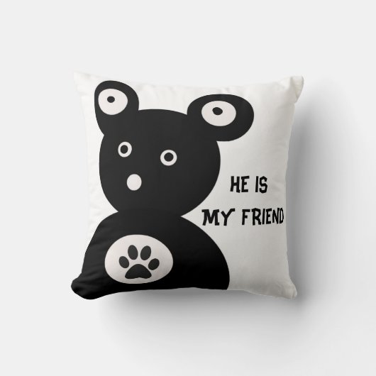 Cute Black Beer Cushion Kussen (Voorkant)