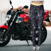 Cute Black Beige Sparkles Glitter Pattern Stripes Leggings