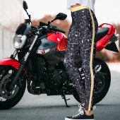 Cute Black Beige Sparkles Glitter Pattern Stripes Leggings