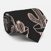 Cute Black Blush Pink Potted Cactus Pattern Stropdas (Opgerold)