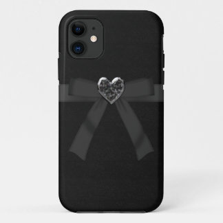 Cute Black Bow & Jewel Heart iPhone 5 Hoesje