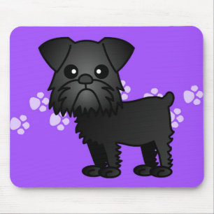 Cute Black Brussels Griffon Cartoon Muismat