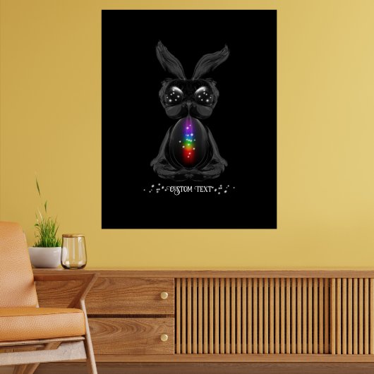 Cute Black Bunny met Chakra Rainbow Soul Poster (Woonkamer 2)