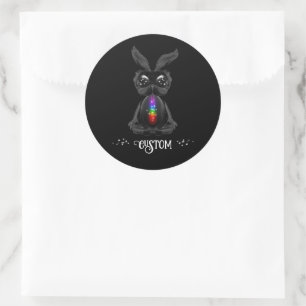 Cute Black Bunny met Chakra Rainbow Soul Ronde Sticker