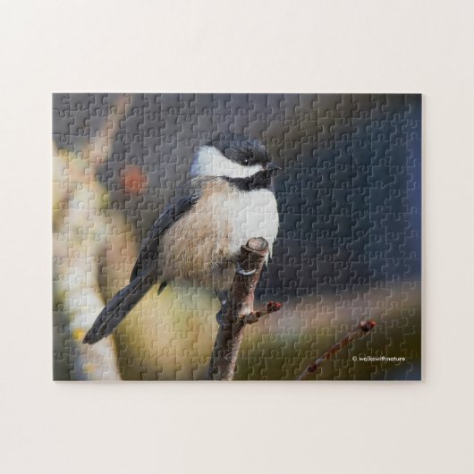Cute Black Capped Chickadee on Branch Legpuzzel (Horizontaal)