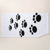 Cute Black Cartoon Pet Paw Trail Strandlaken (Voorkant)
