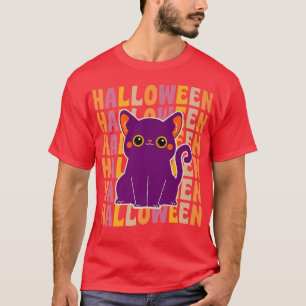 Cute Black Cat 70s 80s Retro Stijlvol T-shirt