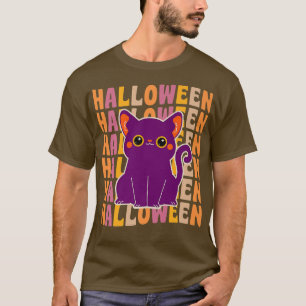 Cute Black Cat 70s 80s Retro Stijlvol T-shirt