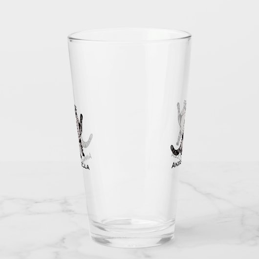 Cute Black Cat ajouter Nom Verre (Gauche)