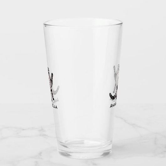 Cute Black Cat ajouter Nom Verre (Droite)