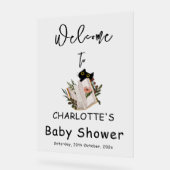 Cute Black Cat and Book Baby Shower Welcome (Angle)