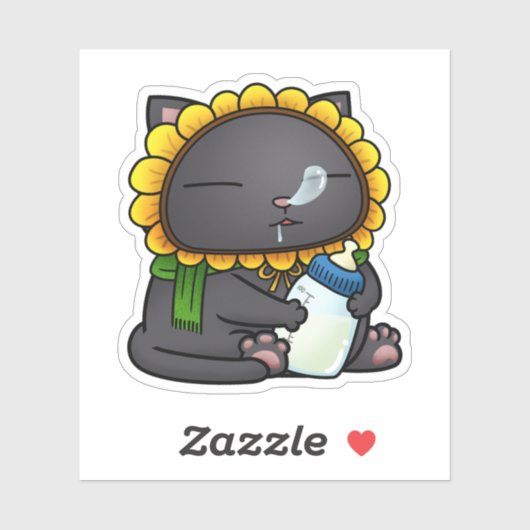 Cute Black Cat Baby Sticker (Vel)