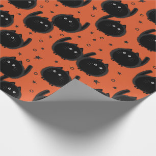 Cute Black Cat Bewitch Halloween Sinaasappel Cadeaupapier