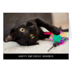 Cute Black Cat Birthday-kaart