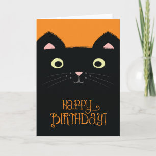 Cute Black Cat Birthday-kaart Kaart