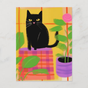 Cute Black Cat Briefkaart
