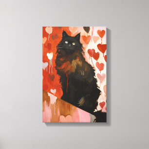 Cute Black Cat Canvas Afdruk
