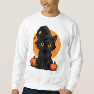 Cute Black Cat Cartoon T-Shirt | Funny Gift for Ca