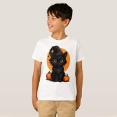 Cute Black Cat Cartoon T-Shirt | Funny Gift for Ca (Devant entier)