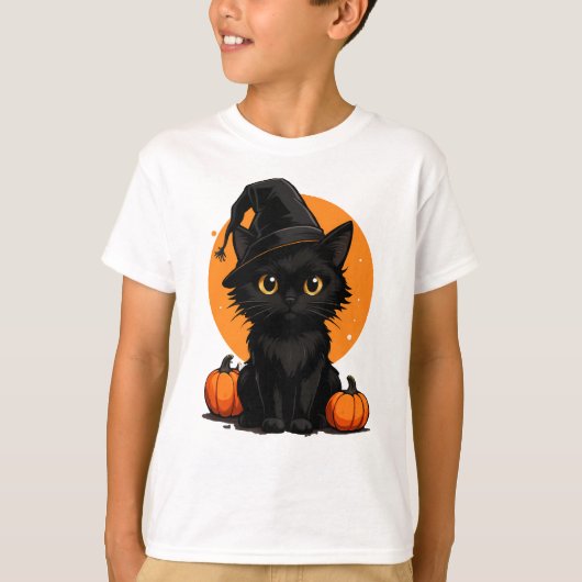 Cute Black Cat Cartoon T-Shirt | Funny Gift for Ca (Devant)