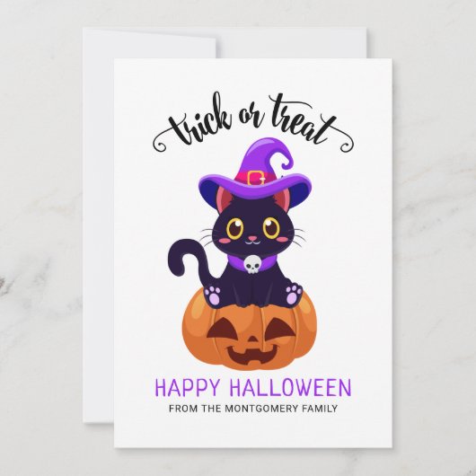 Cute Black Cat Custom Halloween Kaart (Voorkant)