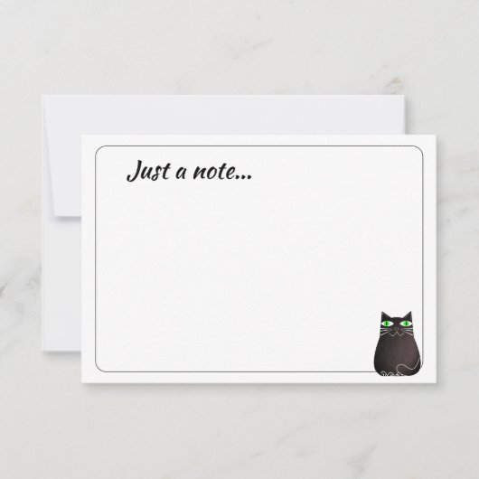 Cute Black Cat Custom Just a Note Notitiekaartje (Voorkant)