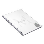Cute Black Cat Custom Name Initial  Notitieboek (Rechterzijde)