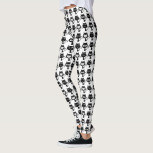 Cute Black Cat Expressions Patroon Leggings