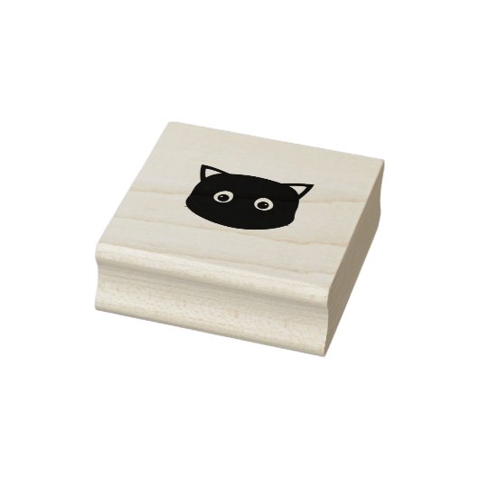Cute Black Cat Face Rubberstempel (Stempel)