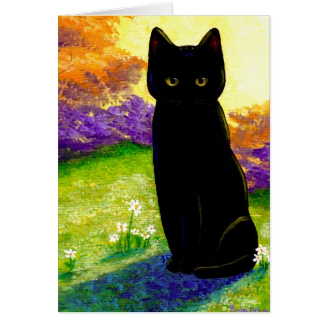 Cute Black Cat Flowers Funny Creationarts (Voorkant)