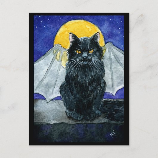 Cute Black Cat Gargoyle Halloween briefkaart (Voorkant)