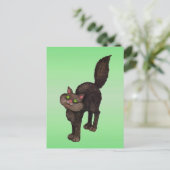 Cute Black Cat Green Eyes Briefkaart (Staand voorkant)