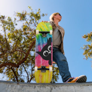 Cute Black Cat Gros yeux skateboard