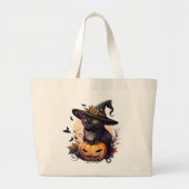 Cute Black Cat Halloween Grote Tote Bag (Voorkant)