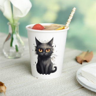 Cute Black Cat Halloween Papieren Bekers